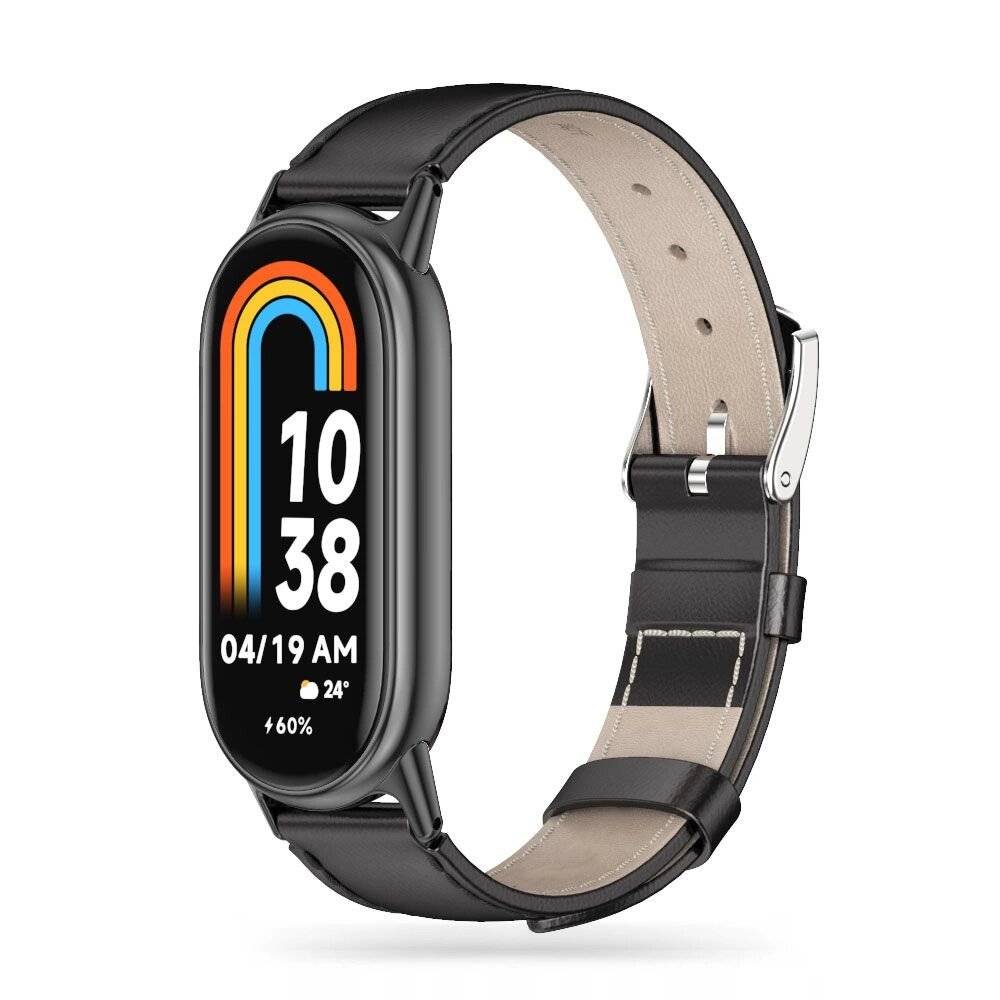 Tech-Protect Leatherfit-Armband Xiaomi Smart Band 8 / NFC – Schwarz