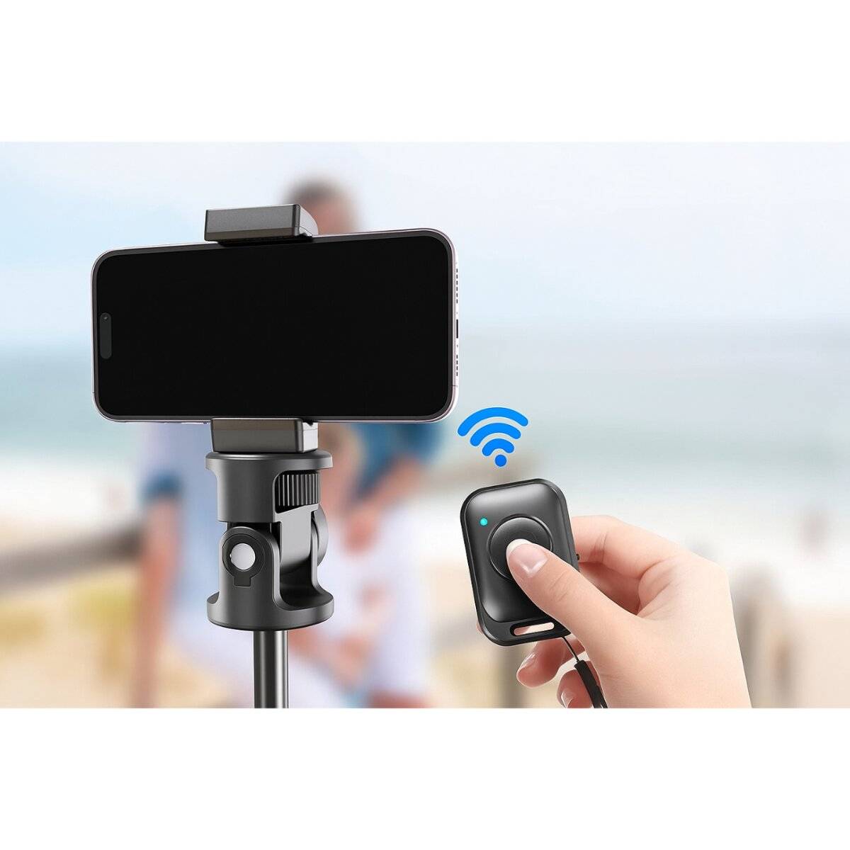 Tech-Protect L03S Bluetooth Selfie Stick Fernbedienung, Stativ bis 148 cm 180 Kopf – Schwarz