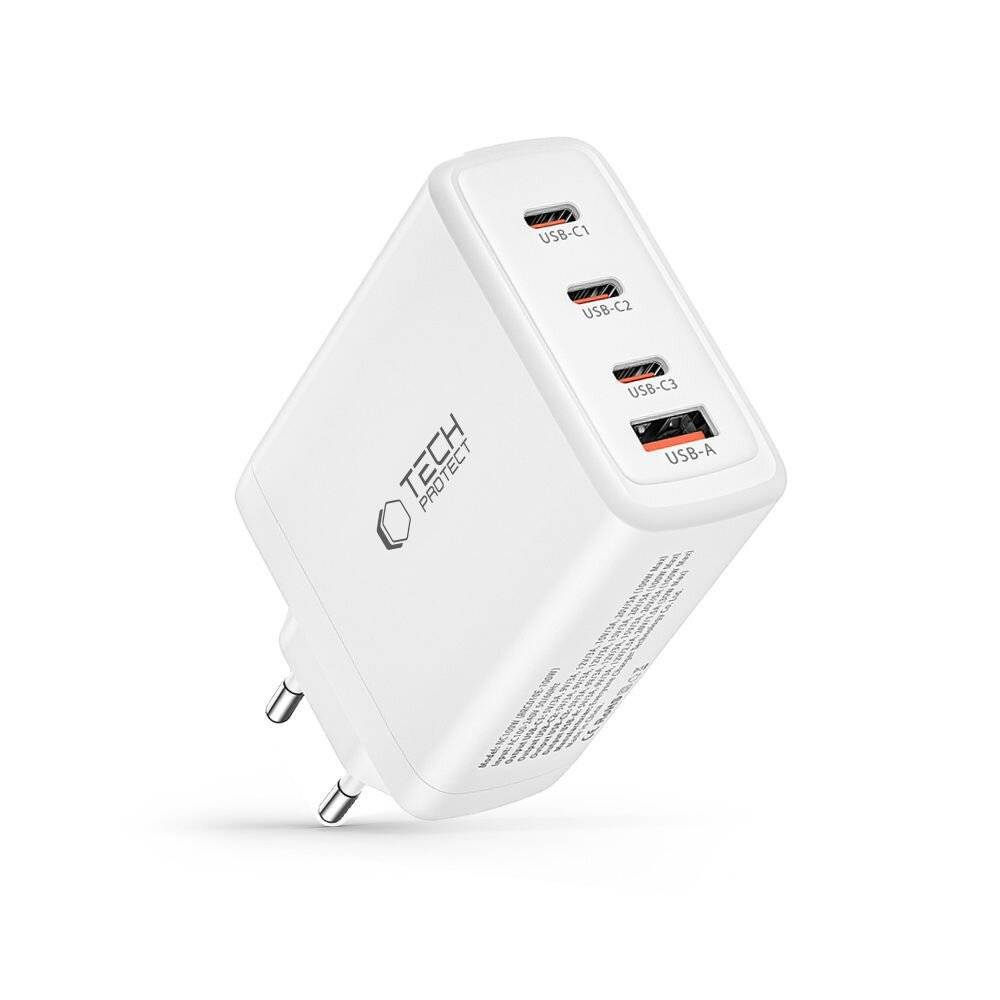 Ein weißes Wandladegerät mit der Bezeichnung „Tech Gadget