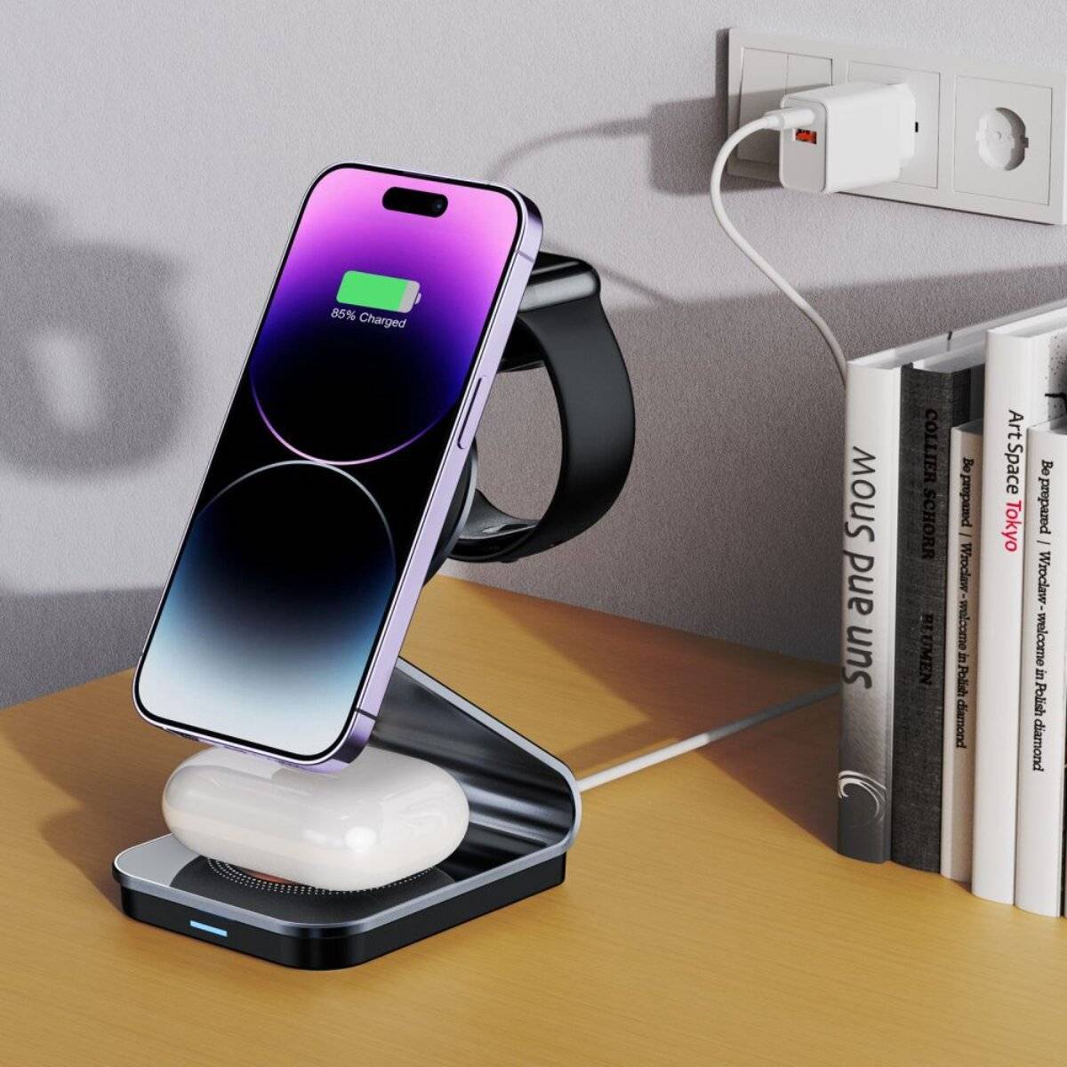 Ein Smartphone mit der Anzeige „95% geladen