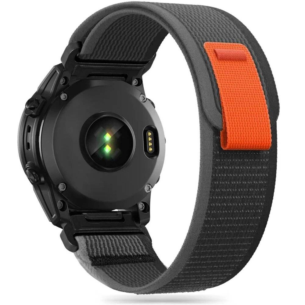 Tech-Protect Nylonband Garmin Fenix ​​​​3 / 5X 3HR Plus 6X Pro 7X – Schwarz & Orange