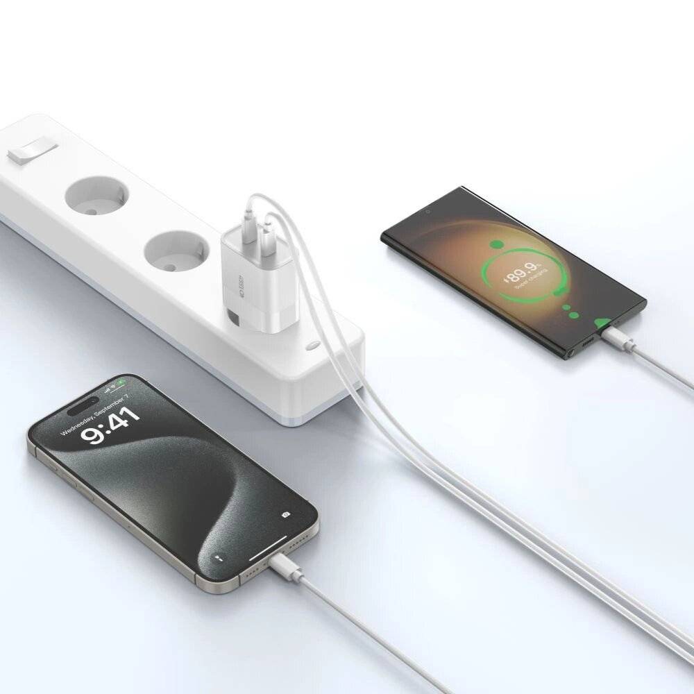 Tech-Protect C20W Netzladegerät 2x USB-C PD 20W - Weiß