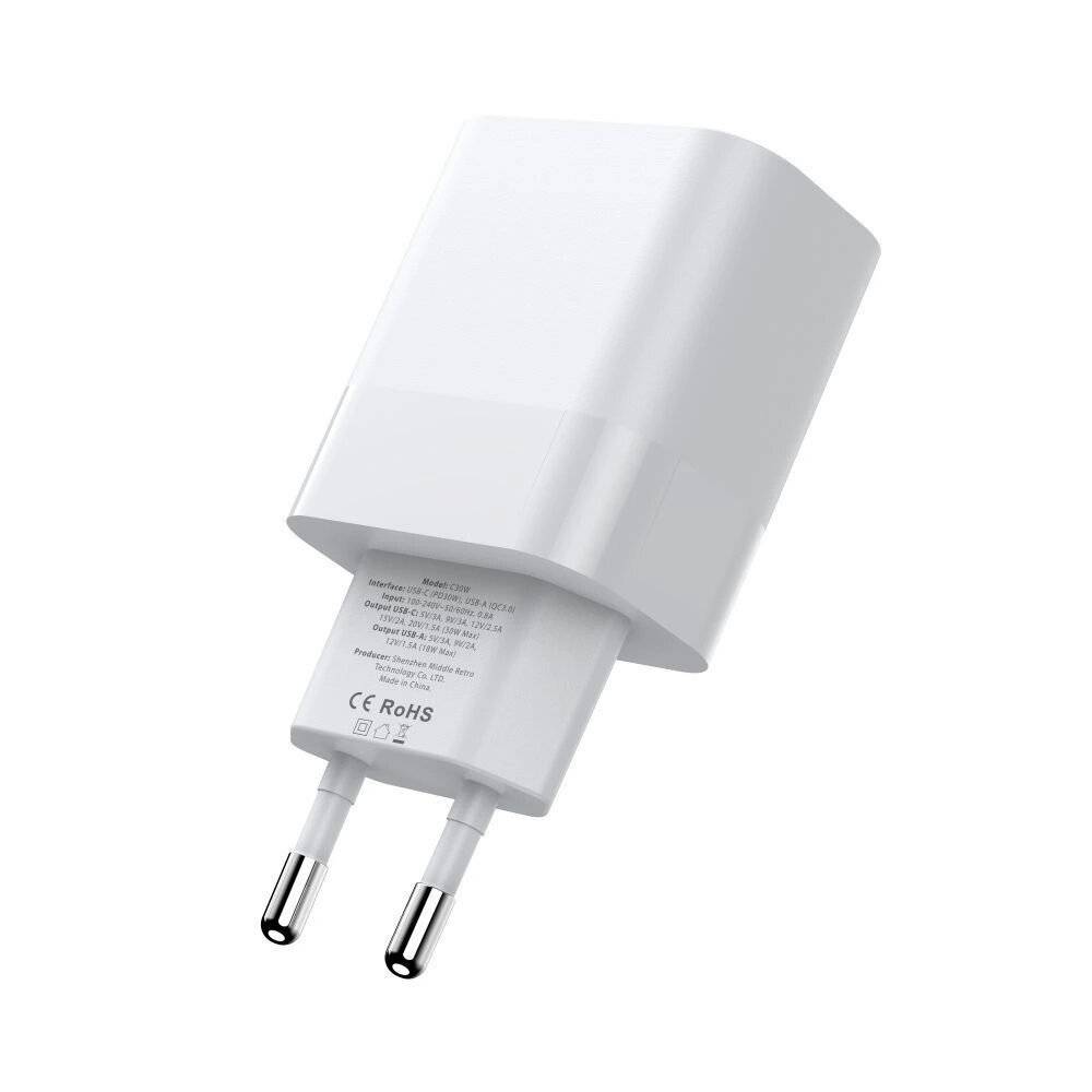 Tech-Protect C20W Netzladegerät 2x USB-C PD 20W - Weiß