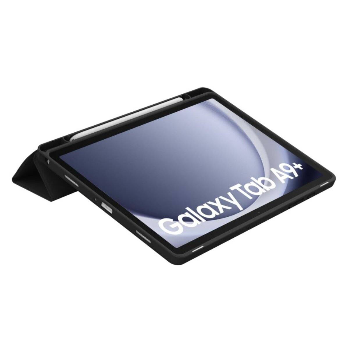 Ein schwarzes Tablet mit dem Display, auf dem 
