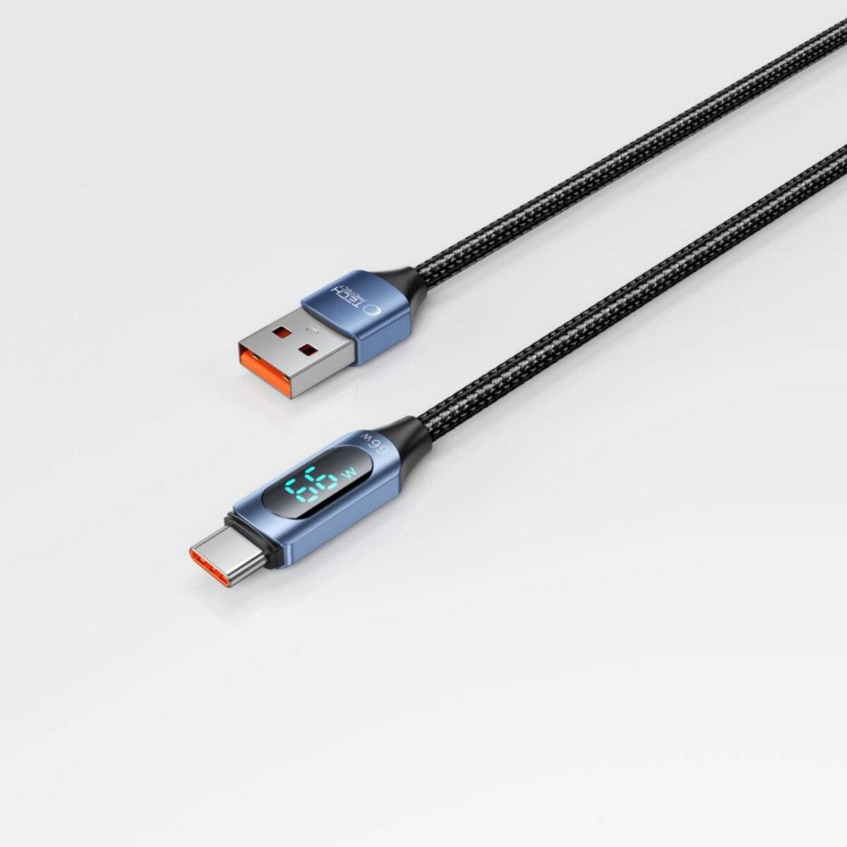 Tech-Protect UltraBoost-Kabel LED-Anzeige USB-C/USB-A 66 W 6 A 1 m – Blau