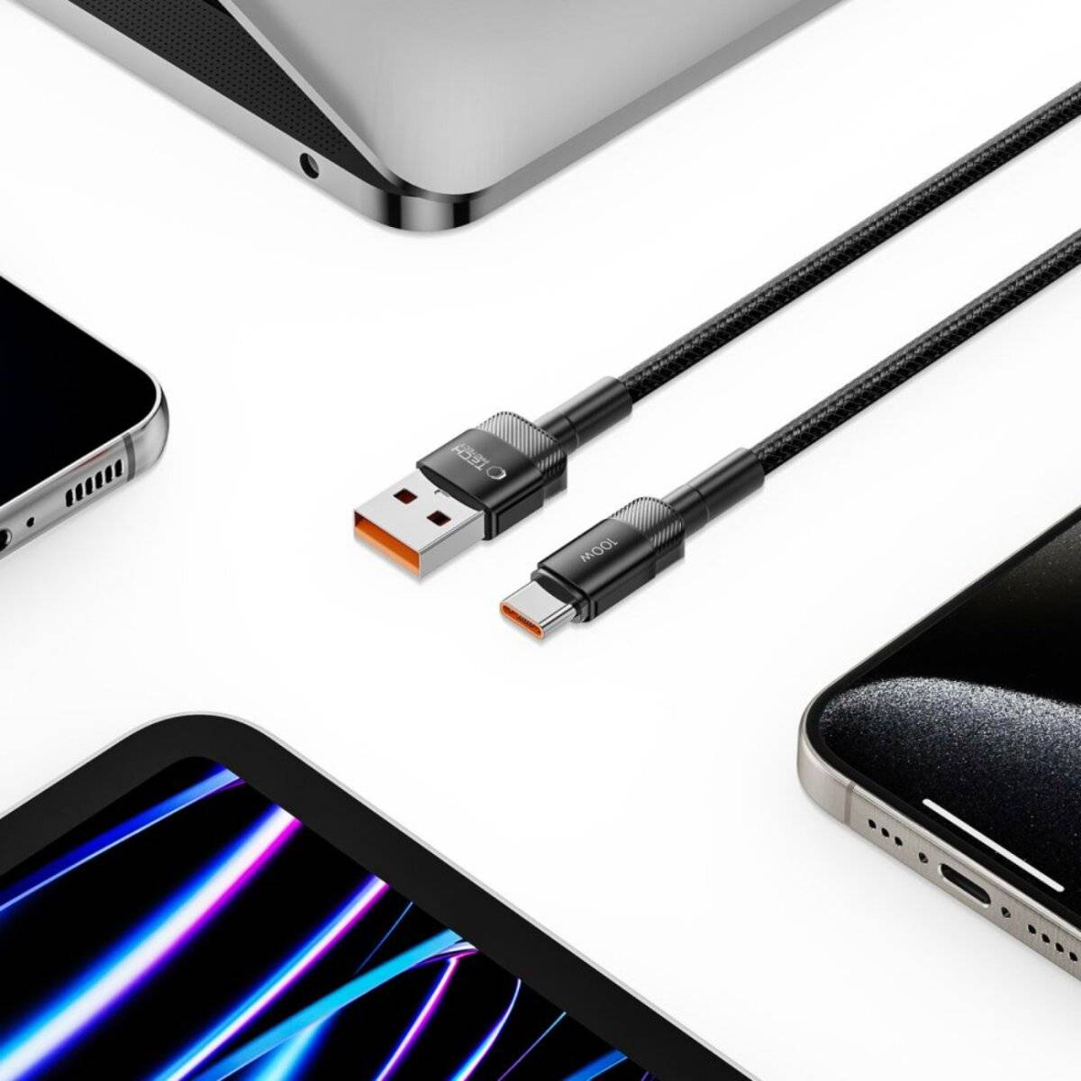 Tech-Protect UltraBoost Evo USB-C/USB-A-Kabel 100 W 5 A 0,5 m – schwarz