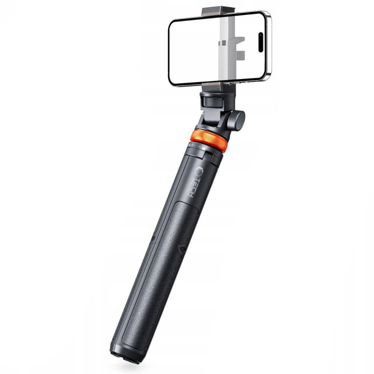 Tech-Protect L03S Bluetooth-Selfie-Stick Fernbedienung, Stativ bis 148 cm 180 Kopf – Weiß