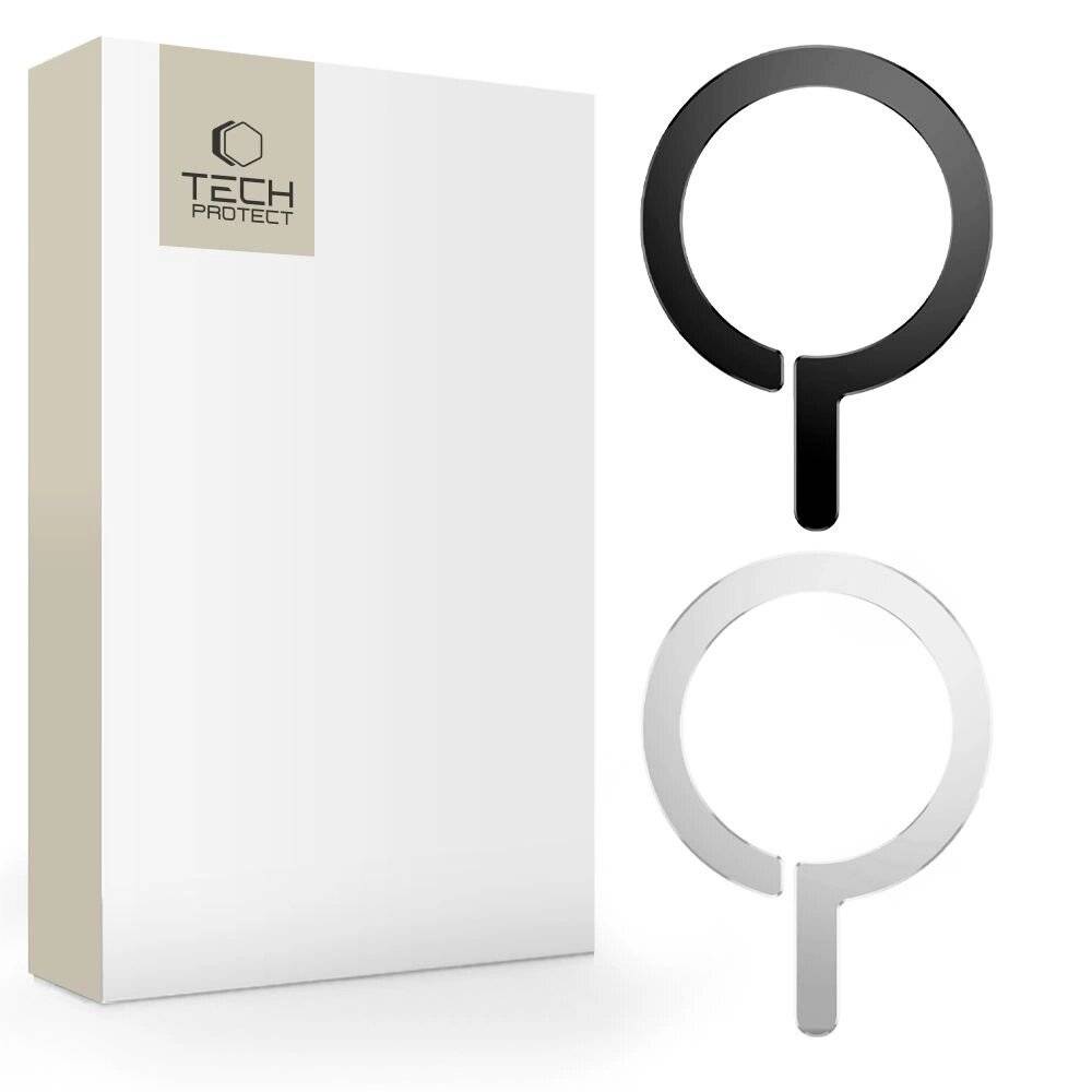 MagSafe Tech-Protect MetalRing universal magnetisch - schwarz / silber 2 Stück