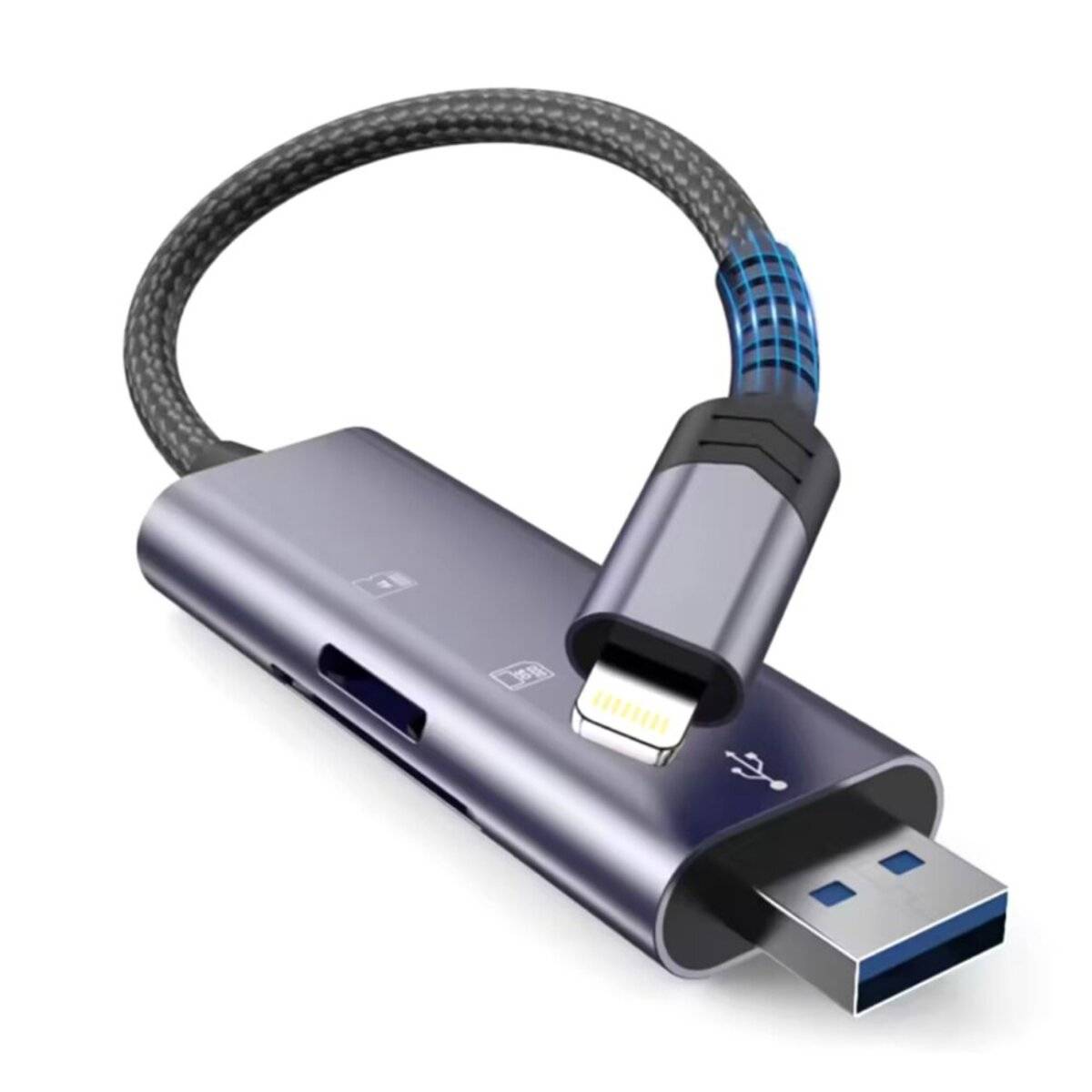 Tech-Protect UltraBoost SD-/Micro-SD-Kartenleser Lightning /USB-A-Anschluss – Grau