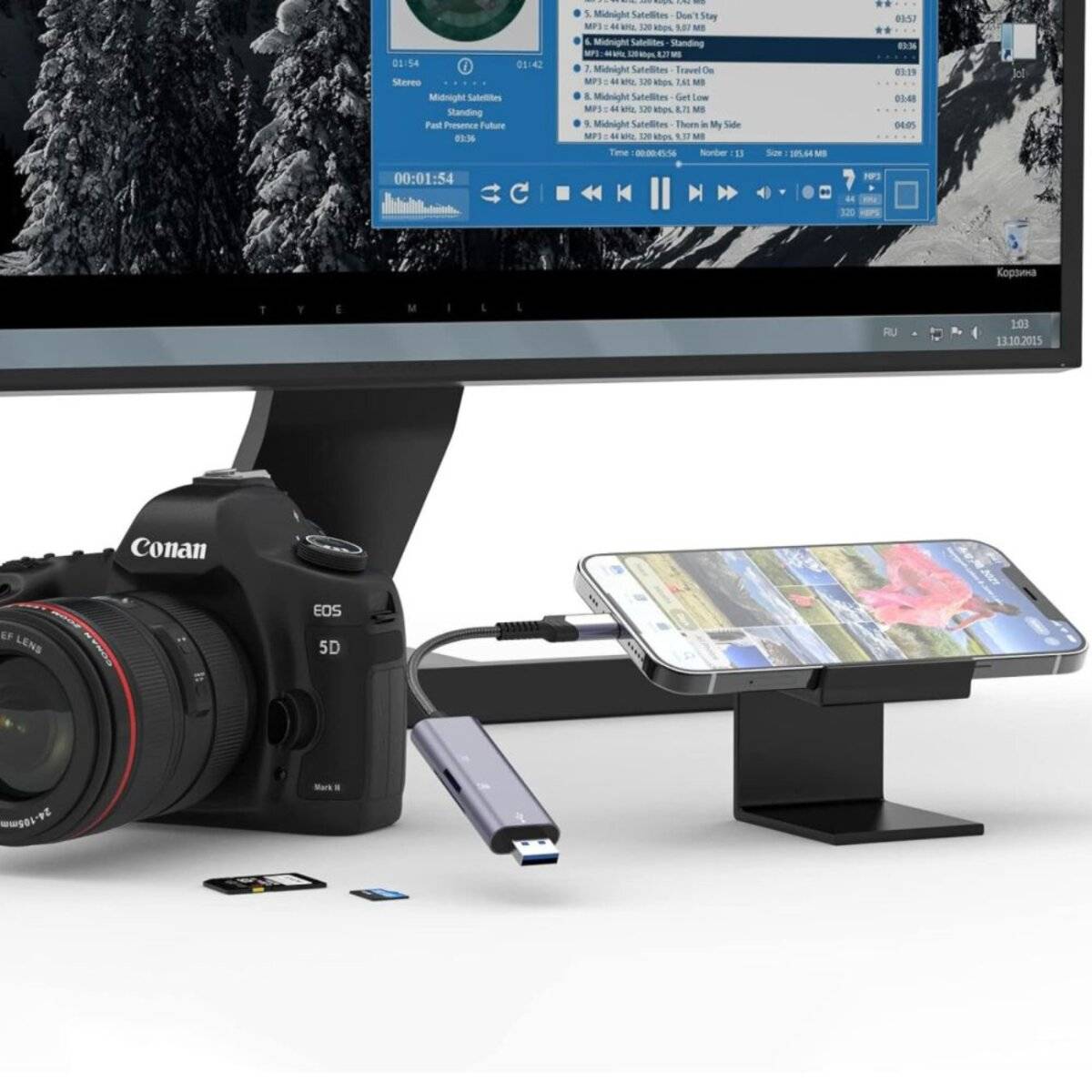 Tech-Protect UltraBoost SD-/Micro-SD-Kartenleser Lightning /USB-A-Anschluss – Grau