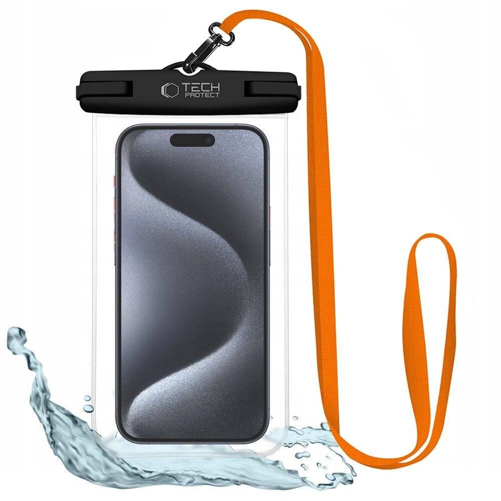 Tech-Protect Waterproof Case UWC7 wasserdichte Abdeckung Geräte bis 6,9 Zoll – Schwarz Orange