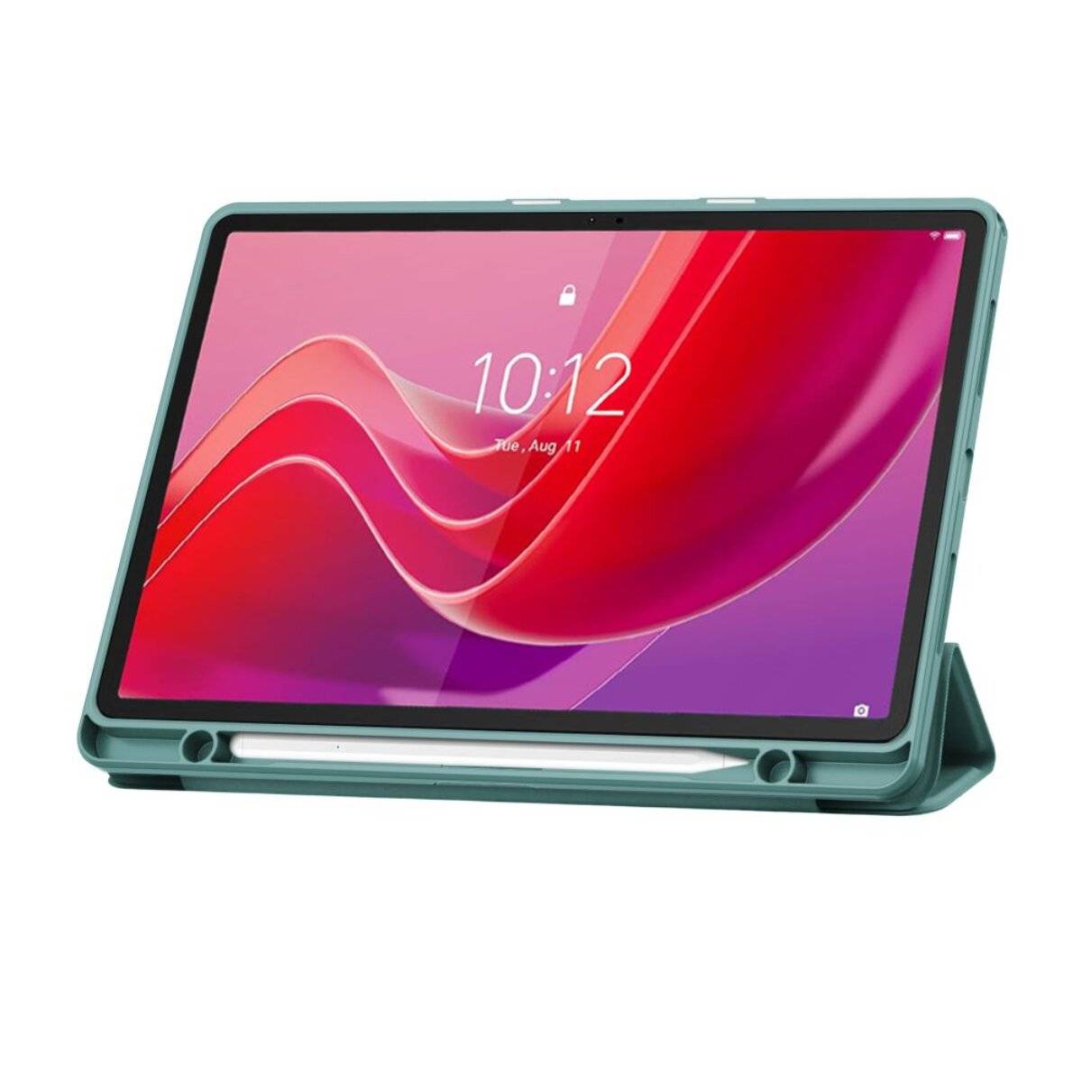 Ein Tablet zeigt eine digitale Uhr mit der Anzeige 