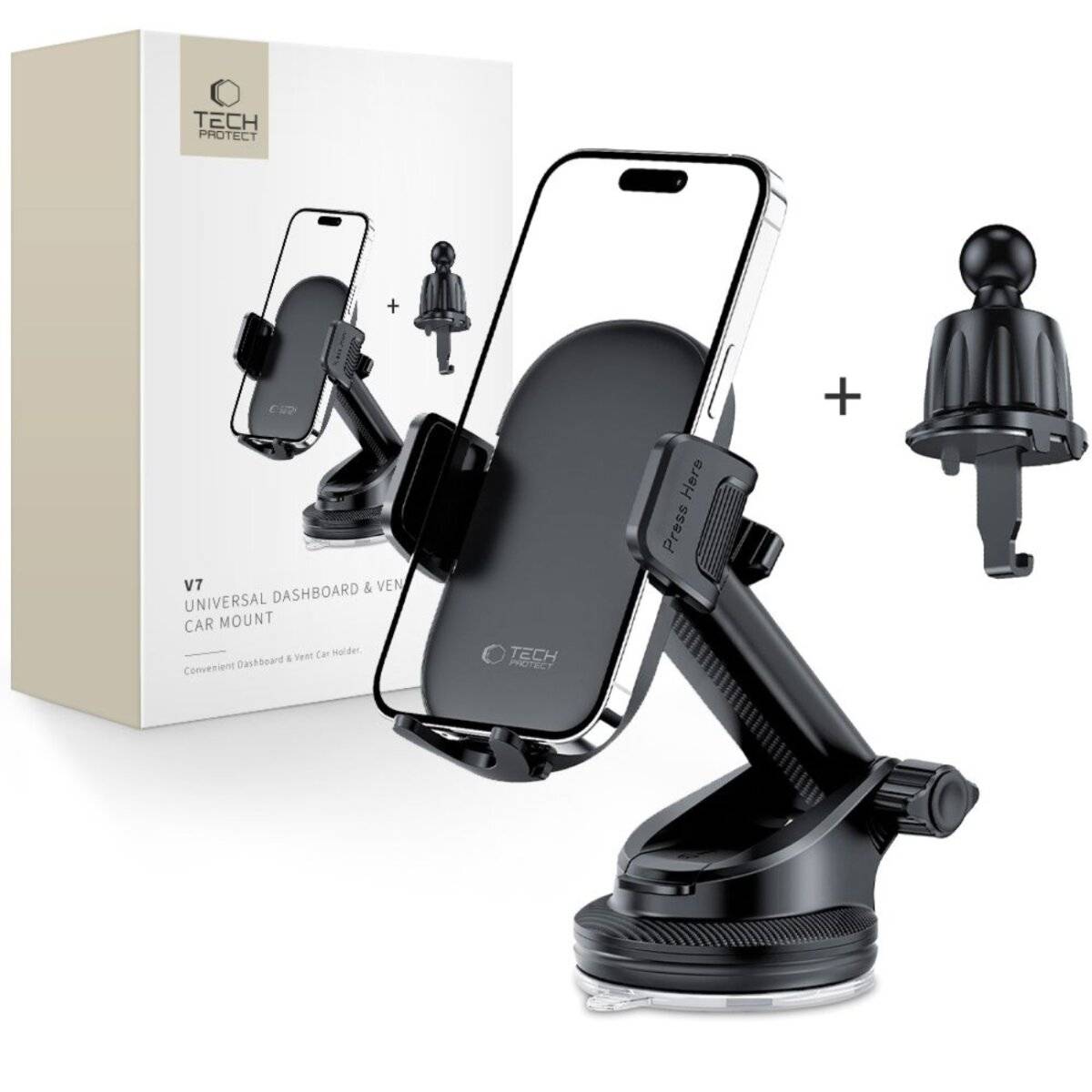 Tech-Protect V7 Autotelefonhalter Cockpit / Lüftungsschlitze – Schwarz