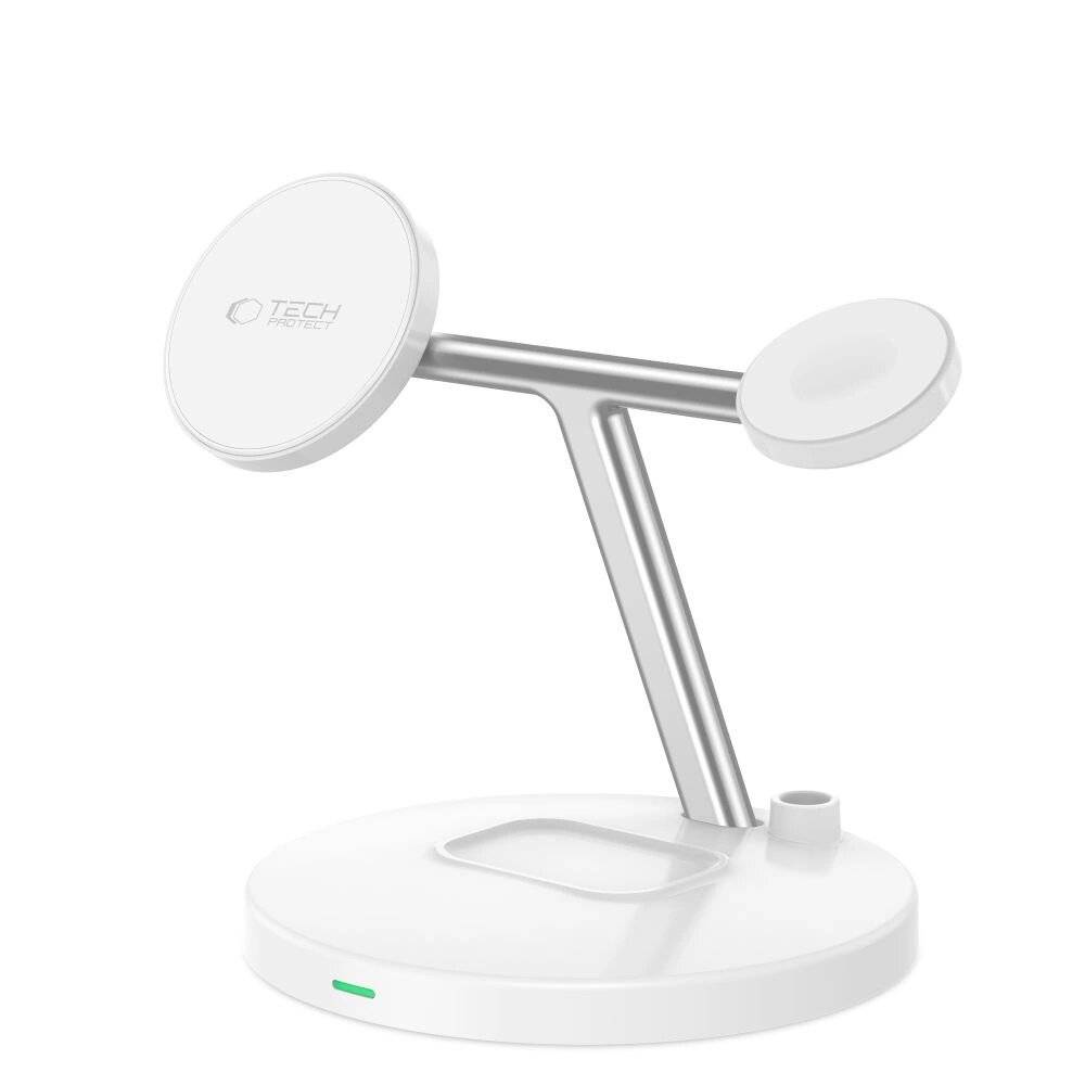 Tech-Protect QI15W-A35 3in1 induktives Ladegerät MagSafe Telefon / AirPods Apple Watch – Weiß