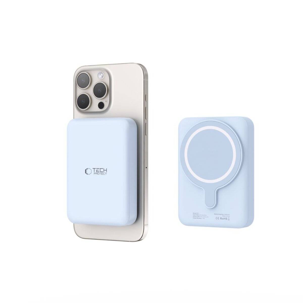 Tech-Protect LifeMag PB11 Powerbank MagSafe 10000 mAh 15 W USB-C-Anschluss – blau + USB-C-Kabel