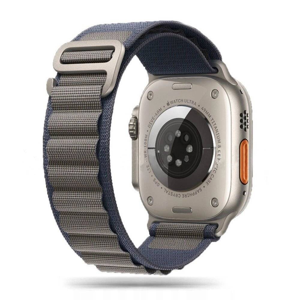 Tech-Protect Nylon Pro Armband Apple Watch 4 / 5 6 7 8 9 SE Ultra 1 2 42/44/45/49 mm – Blau-Grau