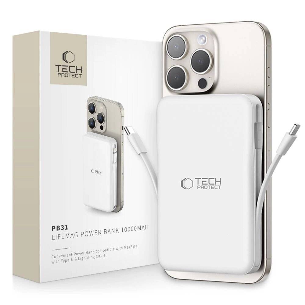 Tech-Protect LifeMag PB31 Powerbank MagSafe 10000 mAh 15 W USB-C/USB-A/integriertes USB-C/