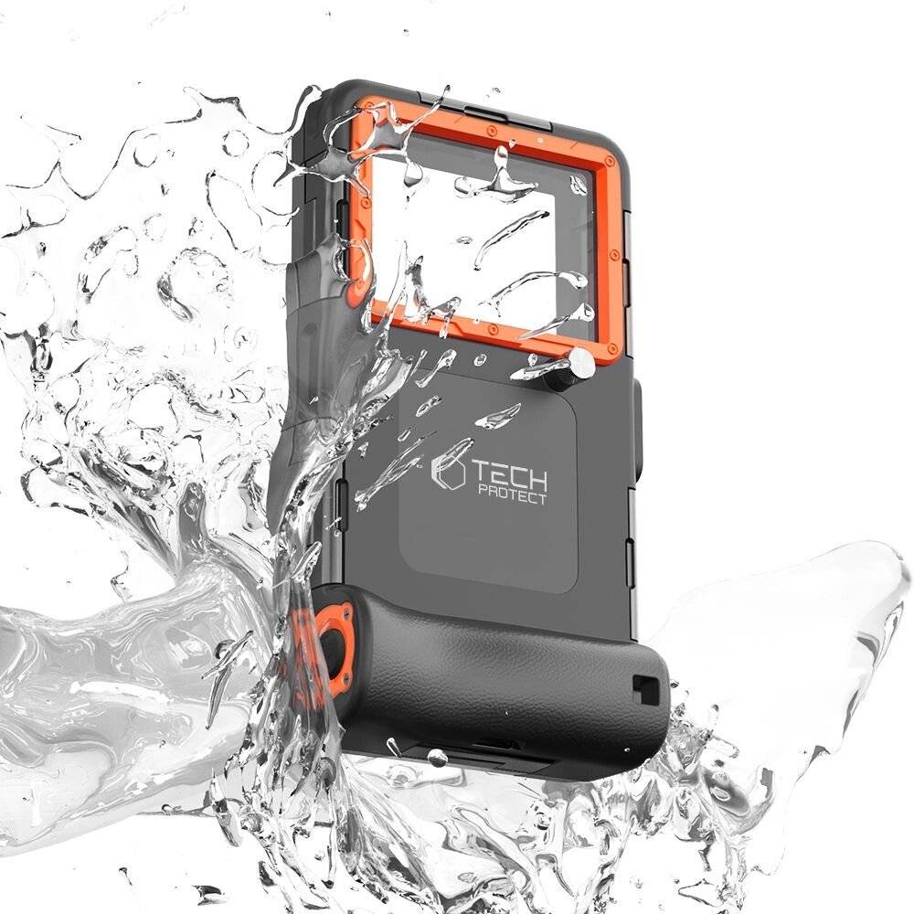 Tech-Protect Waterproof Case wasserdicht IPX8 Smartphones 4,7-6,7″ - Schwarz Orange