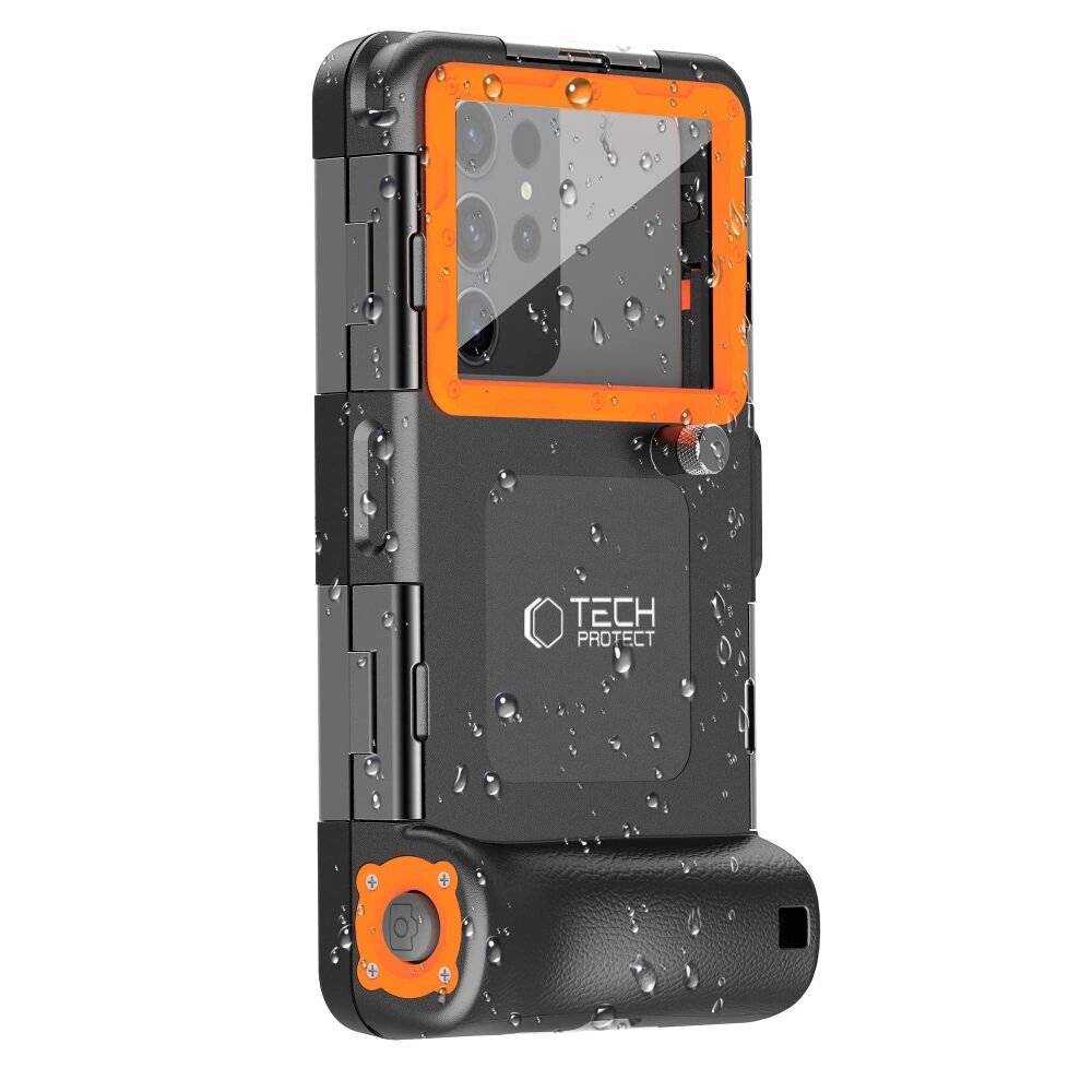 Tech-Protect Waterproof Case wasserdicht IPX8 Smartphones 4,7-6,7″ - Schwarz Orange