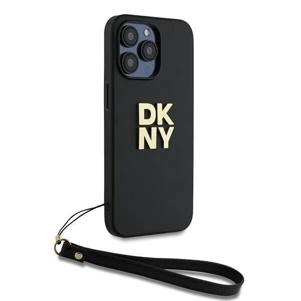 DKNY Wrist Strap Stock Logo Hülle iPhone 15 Pro Max – Schwarz