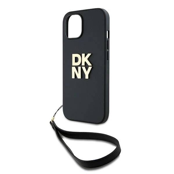 DKNY Wrist Strap Stock Logo Hülle iPhone 15 Plus – Schwarz
