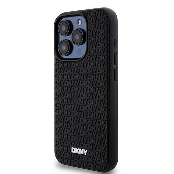DKNY 3D Rubber Repeat Pattern Hülle iPhone 15 Pro Max – Schwarz