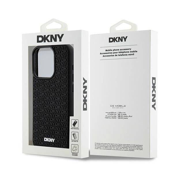 DKNY 3D Rubber Repeat Pattern Hülle iPhone 15 Pro – Schwarz