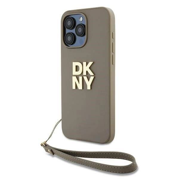 DKNY Wrist Strap Stock Logo Hülle iPhone 15 Pro Max – Beige