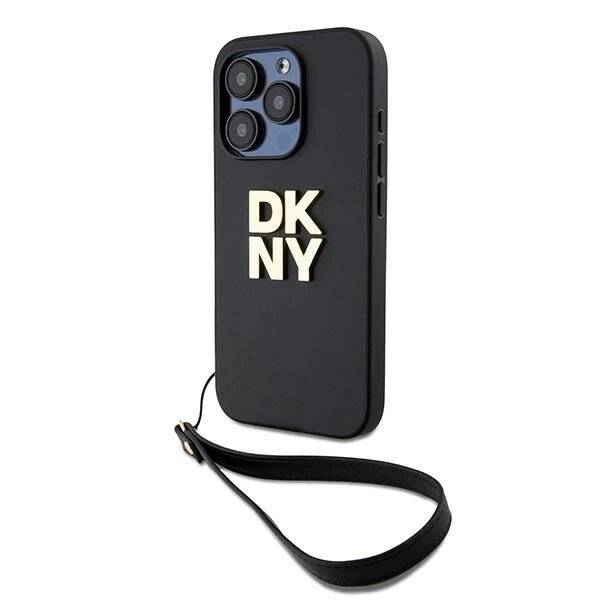 DKNY Wrist Strap Stock Logo Hülle iPhone 15 Pro – Schwarz