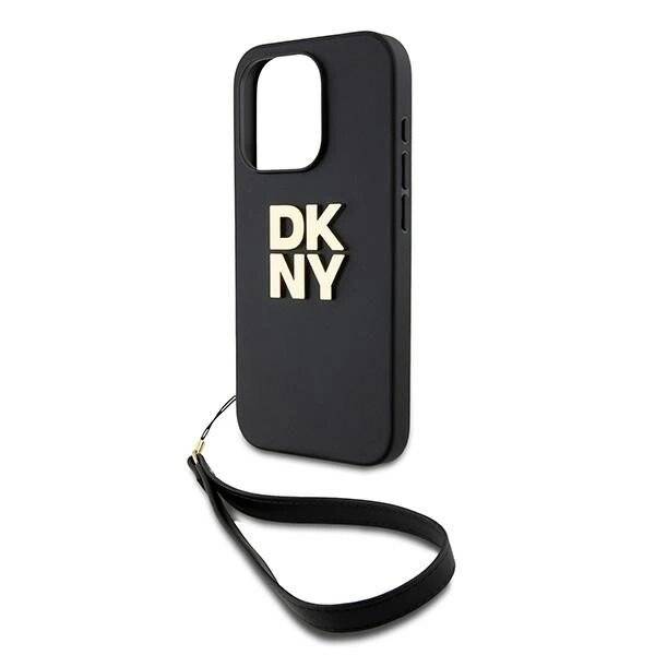 DKNY Wrist Strap Stock Logo Hülle iPhone 15 Pro – Schwarz