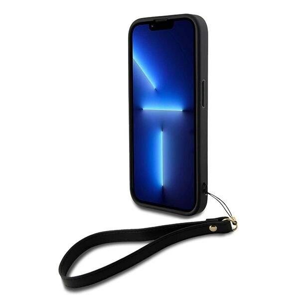 DKNY Wrist Strap Stock Logo Hülle iPhone 15 Pro – Schwarz