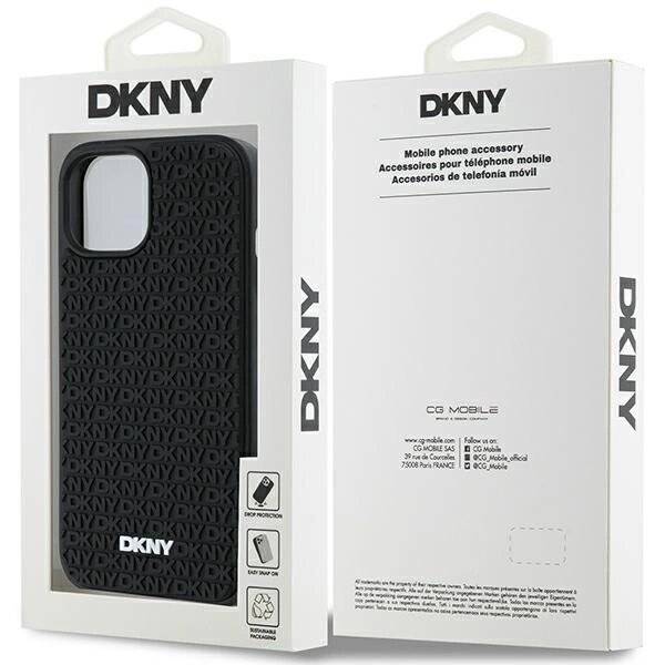 DKNY 3D Rubber Repeat Pattern Hülle iPhone 15 Plus – Schwarz