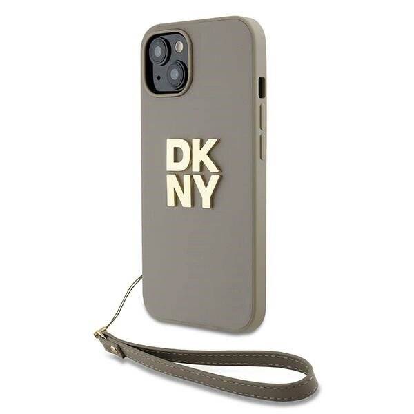 DKNY Wrist Strap Stock Logo Hülle iPhone 15 Plus – Beige