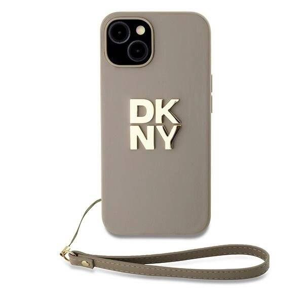 DKNY Wrist Strap Stock Logo Hülle iPhone 15 Plus – Beige