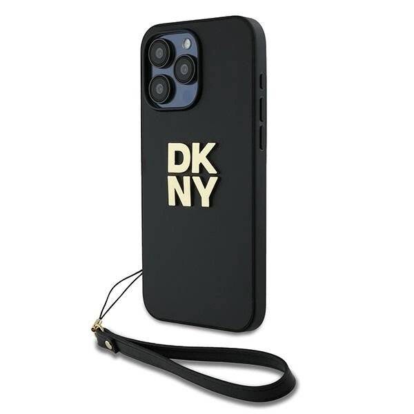 DKNY Wrist Strap Stock Logo Hülle iPhone 15 Pro Max – Schwarz