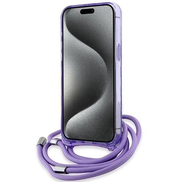 Karl Lagerfeld IML Crossbody Monogram & Choupette Head MagSafe Hülle iPhone 15 Pro Max – Lila