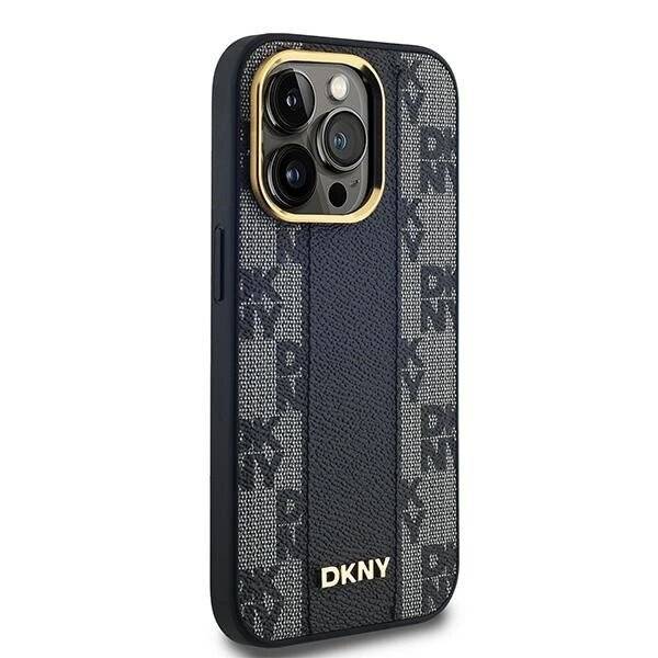 DKNY Leder-MagSafe-Hülle kariertem Monomuster iPhone 13 Pro / – Schwarz