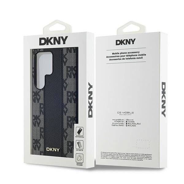 DKNY Leder-MagSafe-Hülle kariertem Monomuster Samsung Galaxy S24 Ultra – Schwarz