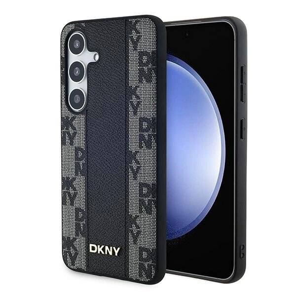 DKNY Leather Checkered Mono Pattern MagSafe-Hülle Samsung Galaxy S24+ – Schwarz