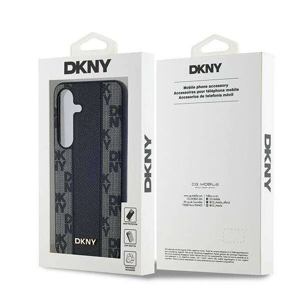 DKNY Leather Checkered Mono Pattern MagSafe-Hülle Samsung Galaxy S24+ – Schwarz