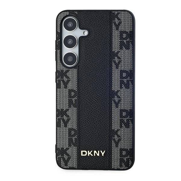 DKNY Leather Checkered Mono Pattern MagSafe-Hülle Samsung Galaxy S24+ – Schwarz