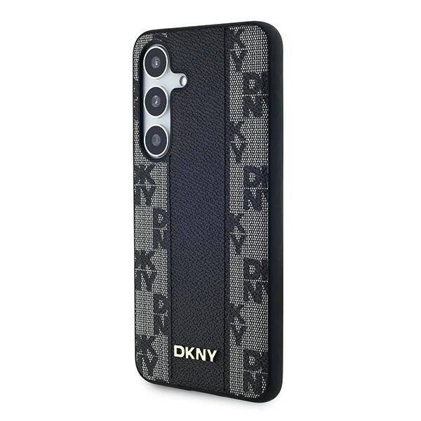 DKNY Leather Checkered Mono Pattern MagSafe-Hülle Samsung Galaxy S24+ – Schwarz
