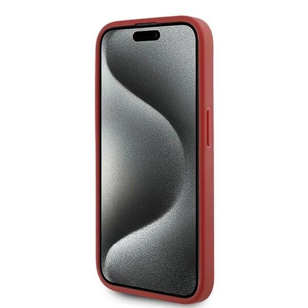 Karl Lagerfeld Diagonal Quilted Script Hülle iPhone 15 Pro Max – Rot