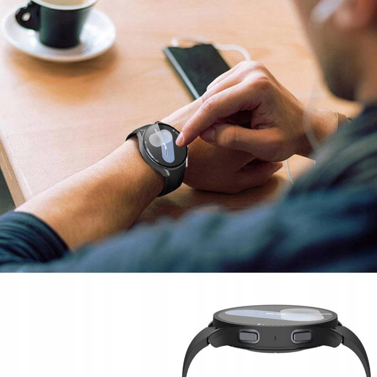 Tech-Protect Defense360 Schutzgehäuse mit Glas Kompatibel mit Samsung Galaxy Watch 7 (44mm) Schwarz