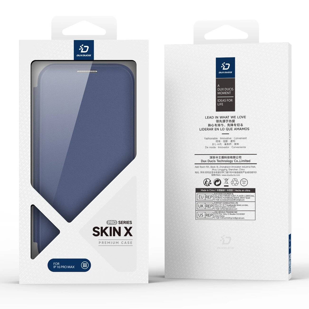Dux Ducis Skin X Pro Hülle iPhone 16 Max MagSafe Klappe – Blau