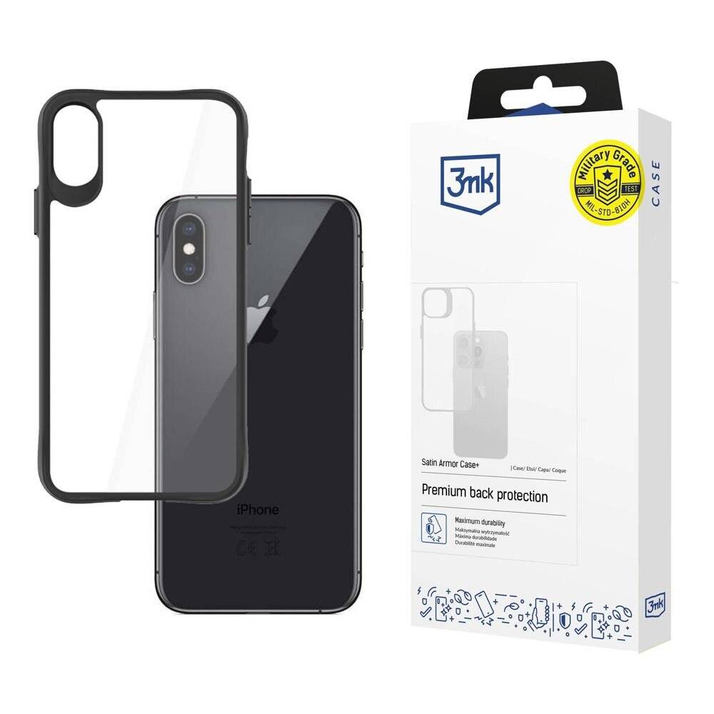 Das Bild zeigt ein Apple-Smartphone mit einer Schutzhülle neben seiner Verpackungsbox mit der Aufschrift „3mk. Premium back protection. Maximum durability.
