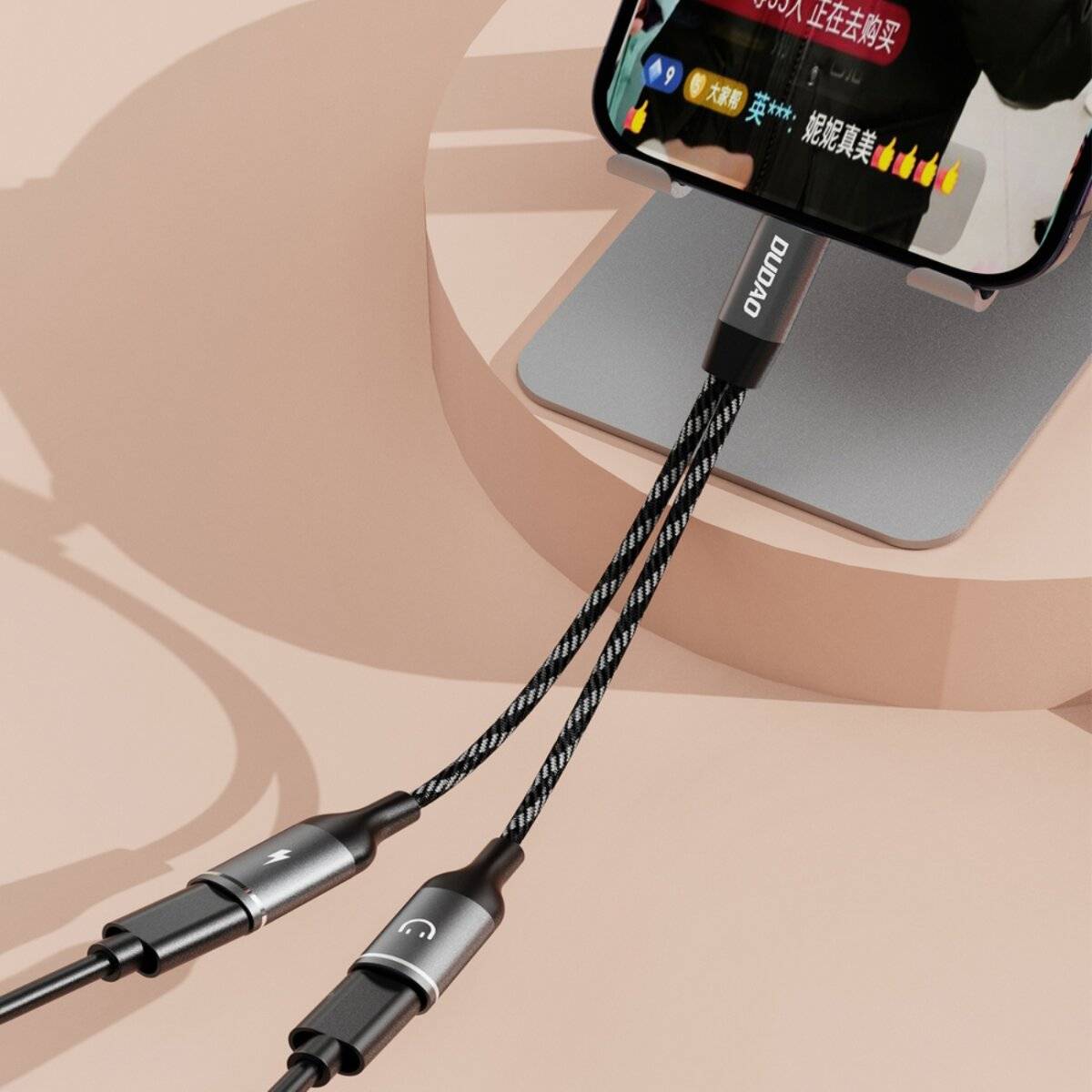 Dudao L13C+ 2in1 USB-C-Adapter – Grau