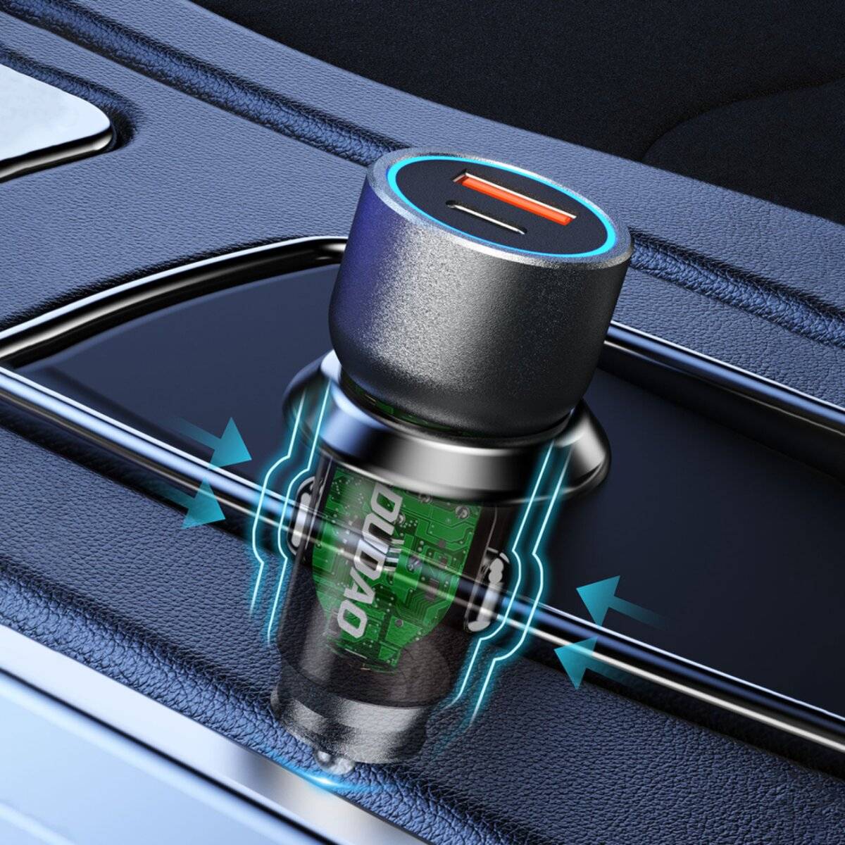 Dudao R4T 25W USB-A / USB-C Autoladegerät - Grau
