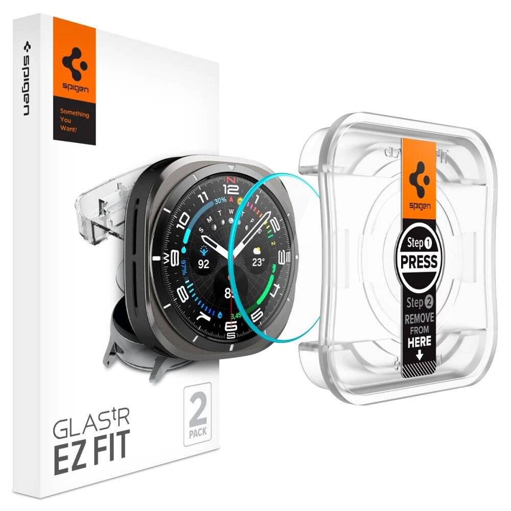 Spigen Glas.TR EZ Fit gehärtetes Glas Samsung Galaxy Watch Ultra 47 mm – klar 2er-Pack