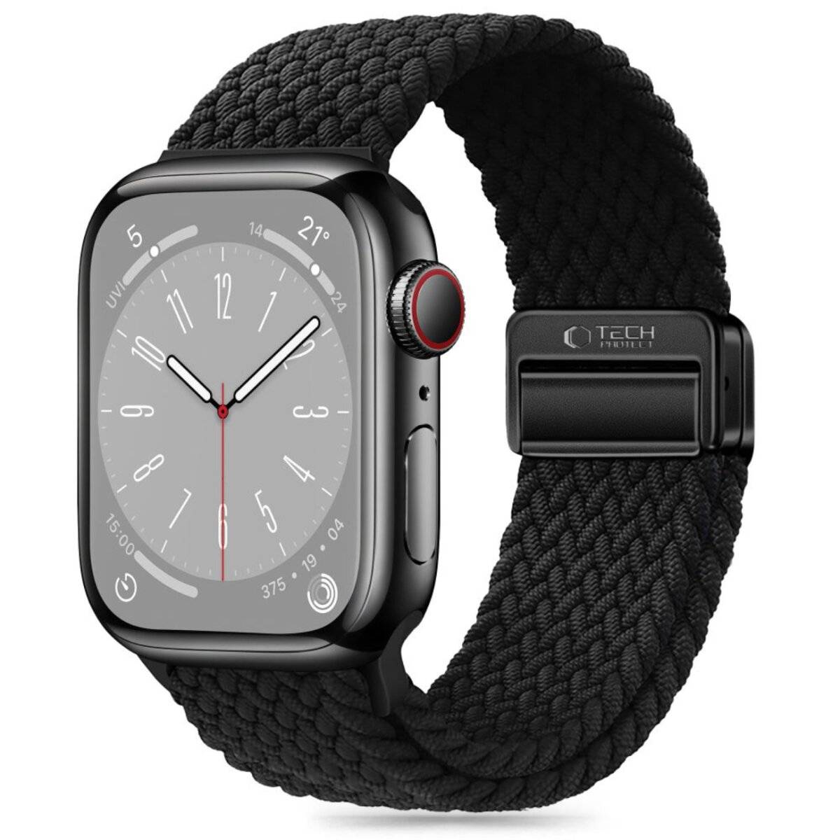 Tech-Protect Nylonmag-Armband für Apple Watch 4 / 5 / 6 / 7 / 8 / 9 / SE / Ultra 1 / 2 (42 / 44 / 45 / 49 mm) – Schwarz